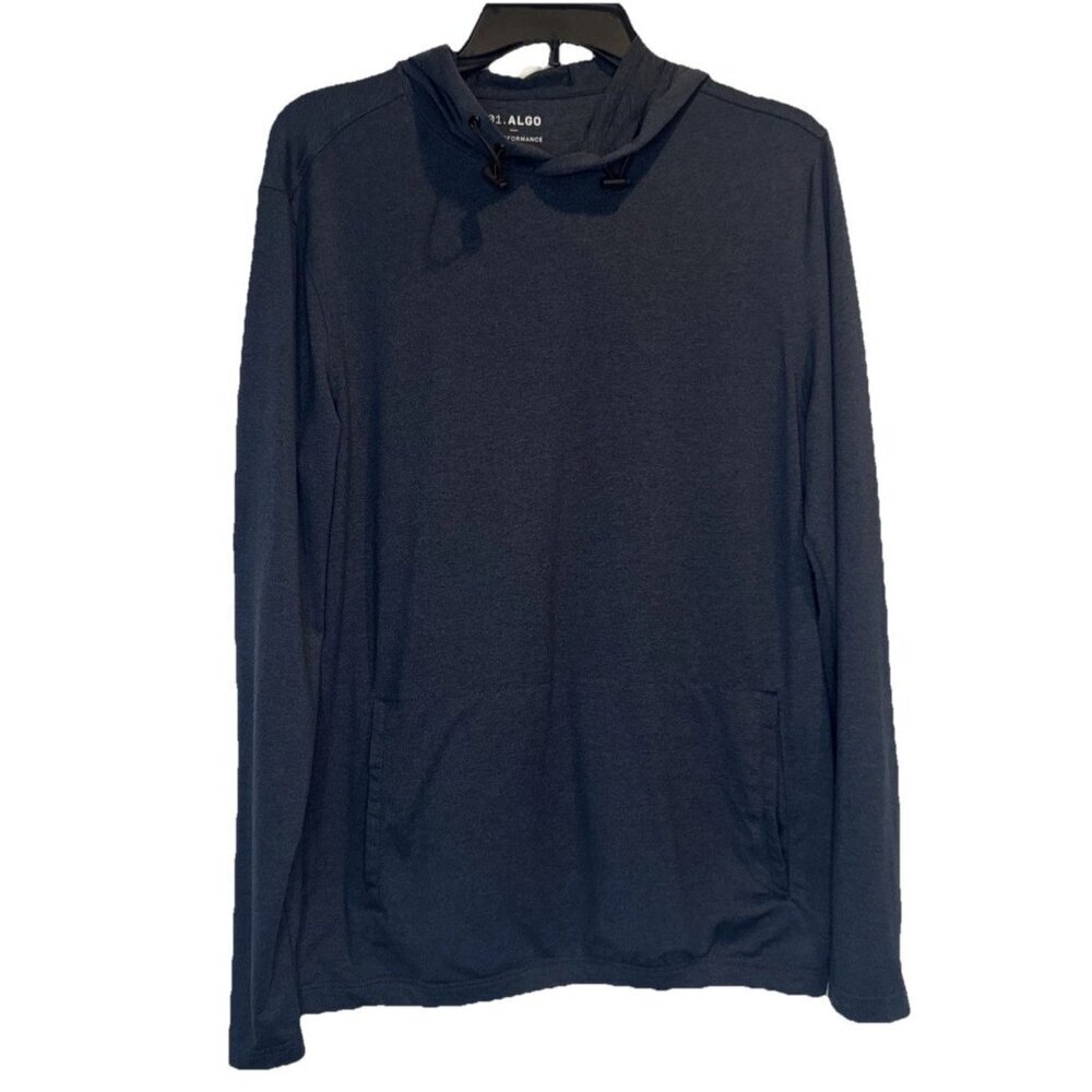 01 ALGO Men’s Blue/Green Long Sleeve Quick Dry Performance‎ Hoodie Sz S NEW